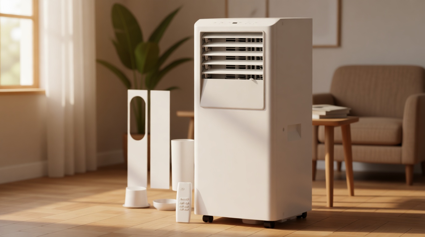 Energlow 8000 BTU Portable Air Conditioner, 5-in-1 Cools 350 Sq.Ft, Quiet AC Unit with Fan & Dehumidifier, LED Display, Remote, 24H Timer, Window Kit, for Bedroom/Office/Dorms/Apartment