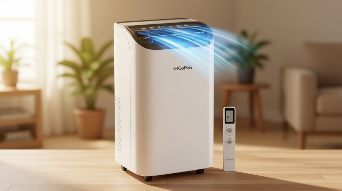 14,000 BTU Portable Air Conditioner Cools Up to 700 Sq.Ft, Auto-Evaporation Low Noise Portable AC Unit with Remote Control Fits for Large Room, Office, Garage, White