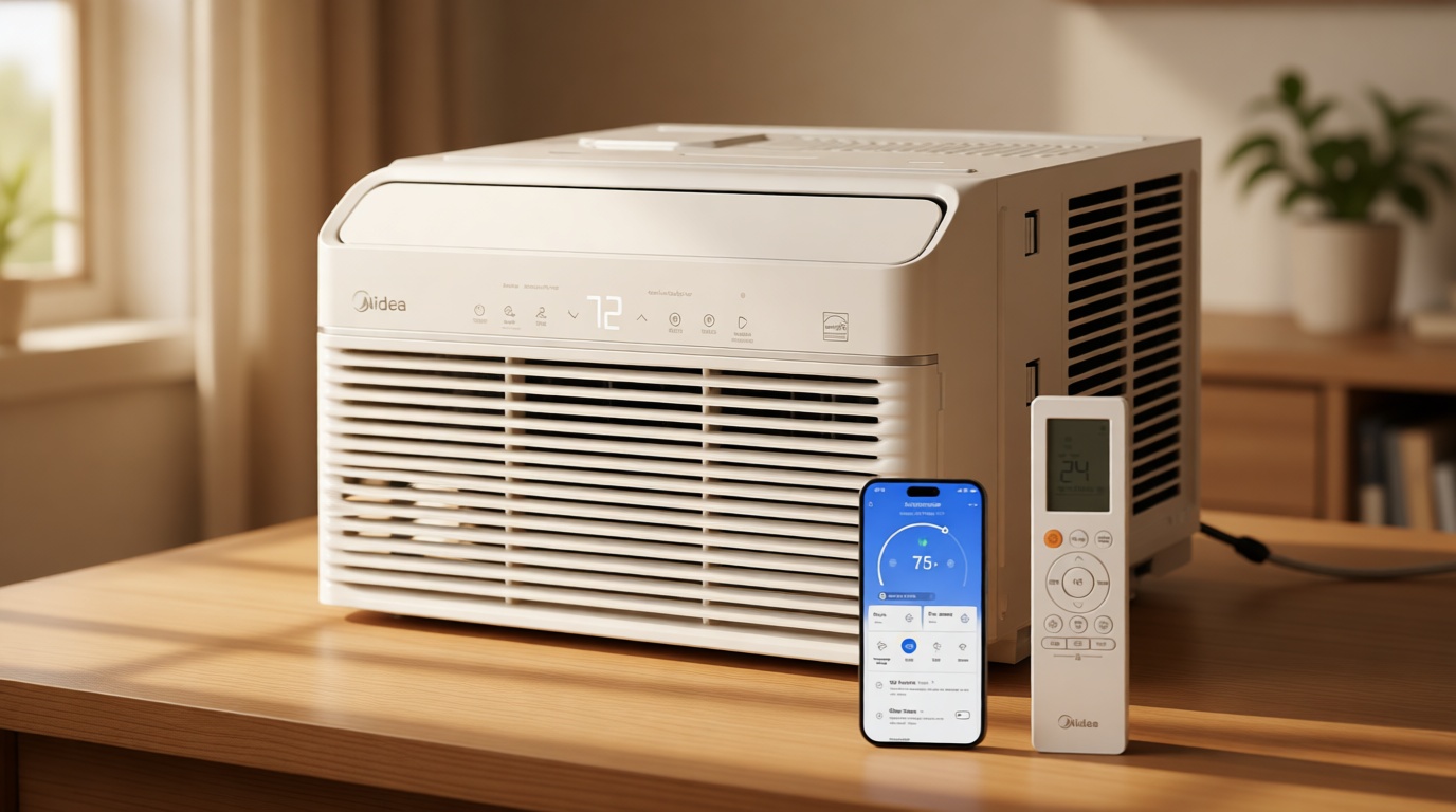 Midea Inverter Window Air Conditioner with Heat – Quiet Window AC Unit and Heat Combo with Dehumidifier – Cools up to 550 Sq. Ft. – Energy Star Rated, Smart Control, Remote, 12,000 BTU ENERGY STAR