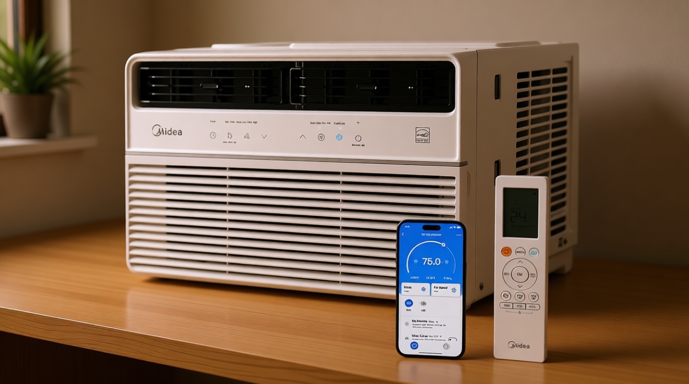 Midea 8,000 BTU Smart Inverter Window Air Conditioner with APP, Alexa Control, 115V AC Unit Cools up to 350 Sq. Ft, Quiet Operation, Energy Saving, Remote & Easy Installation Kit, White ENERGY STAR