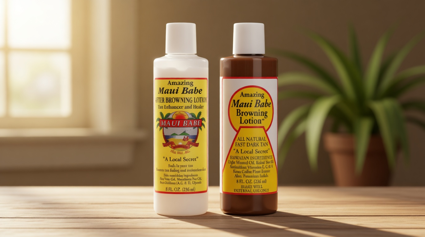 Maui Babe Before And After Browning Lotion, [2-Pack]- Before And After Sun Tan, Made In USA, 8 Ounces
