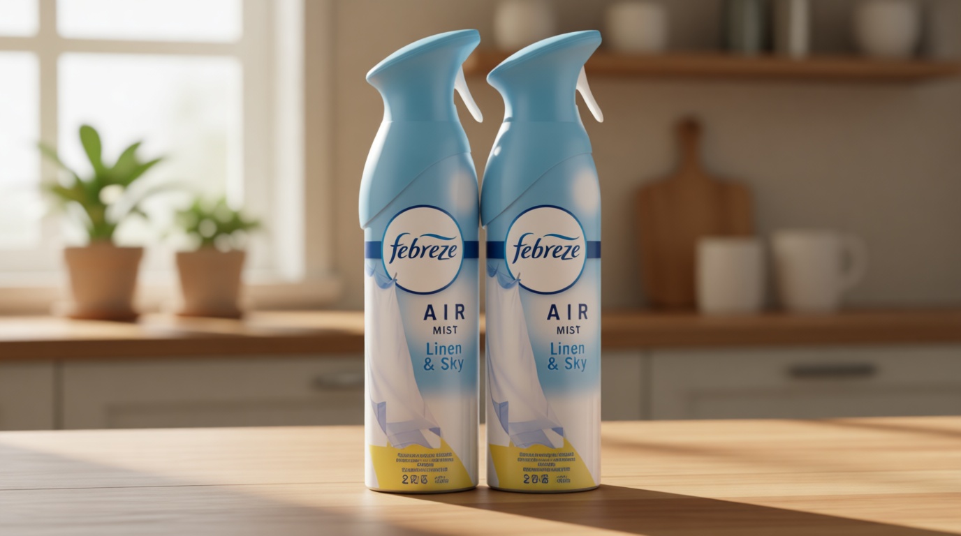 Febreze Air Mist Air Freshener Spray, Odor-Fighting Room Spray, Air Fresheners for Home and Bathroom and Kitchen, Aerosol Can, Linen & Sky Scent, 8.8oz (Pack of 2)