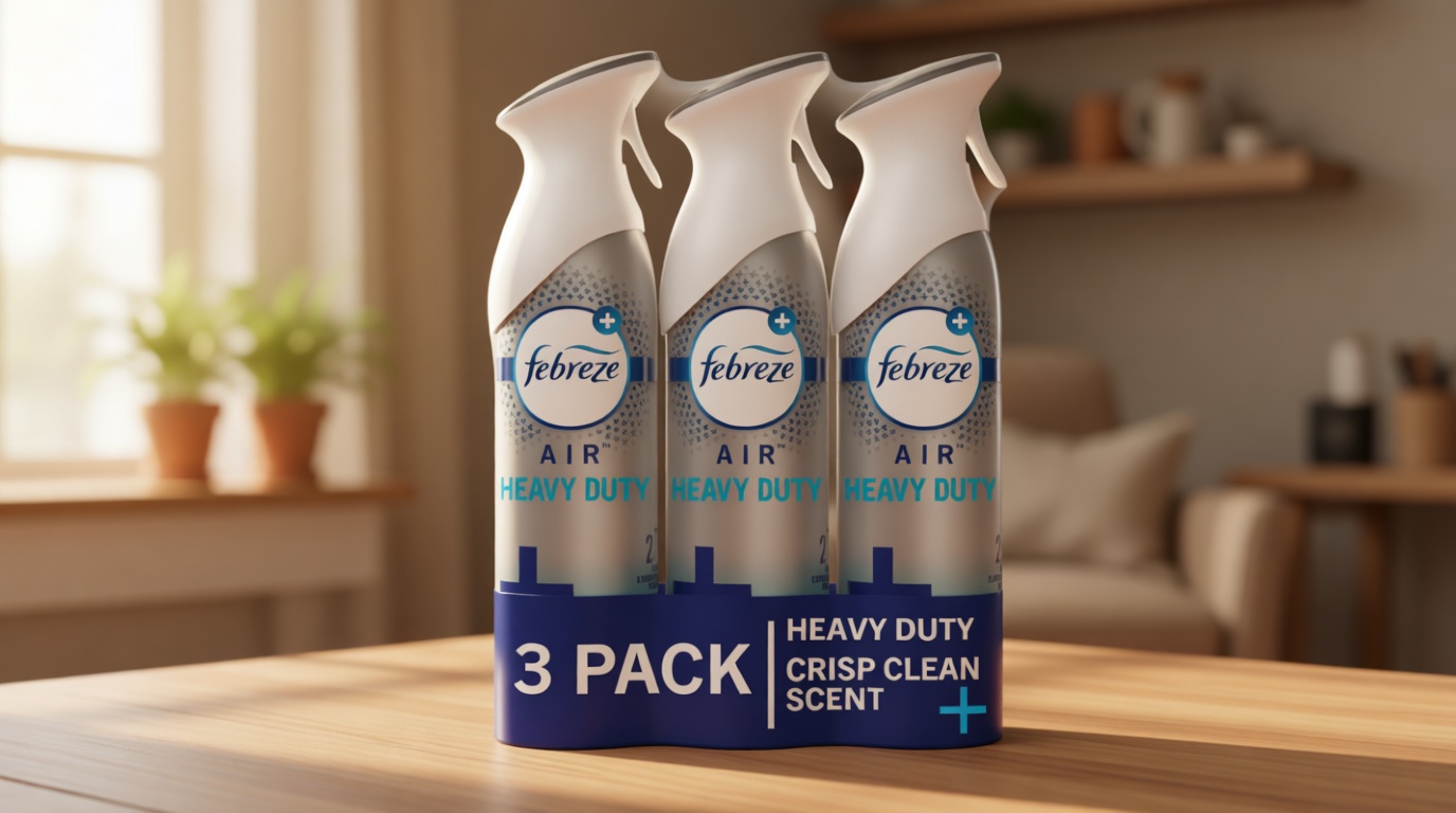 Febreze Air Mist Air Freshener Spray, Odor-Fighting Room Spray, Air Fresheners for Home and Bathroom and Kitchen, Aerosol Can, Heavy Duty Crisp Clean Scent, 8.8oz, (Pack of 3)