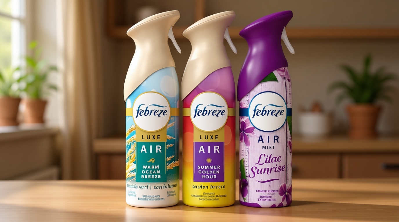 Febreze Air Mist, Air Freshener, Odor Fighting Room Spray, Deodorizer for Home Bathroom Kitchen Office Apartment, Lilac Sunrise, Warm Ocean Breeze, Summer Golden Hour Variety Pack, 8.1oz (Pack of 3)