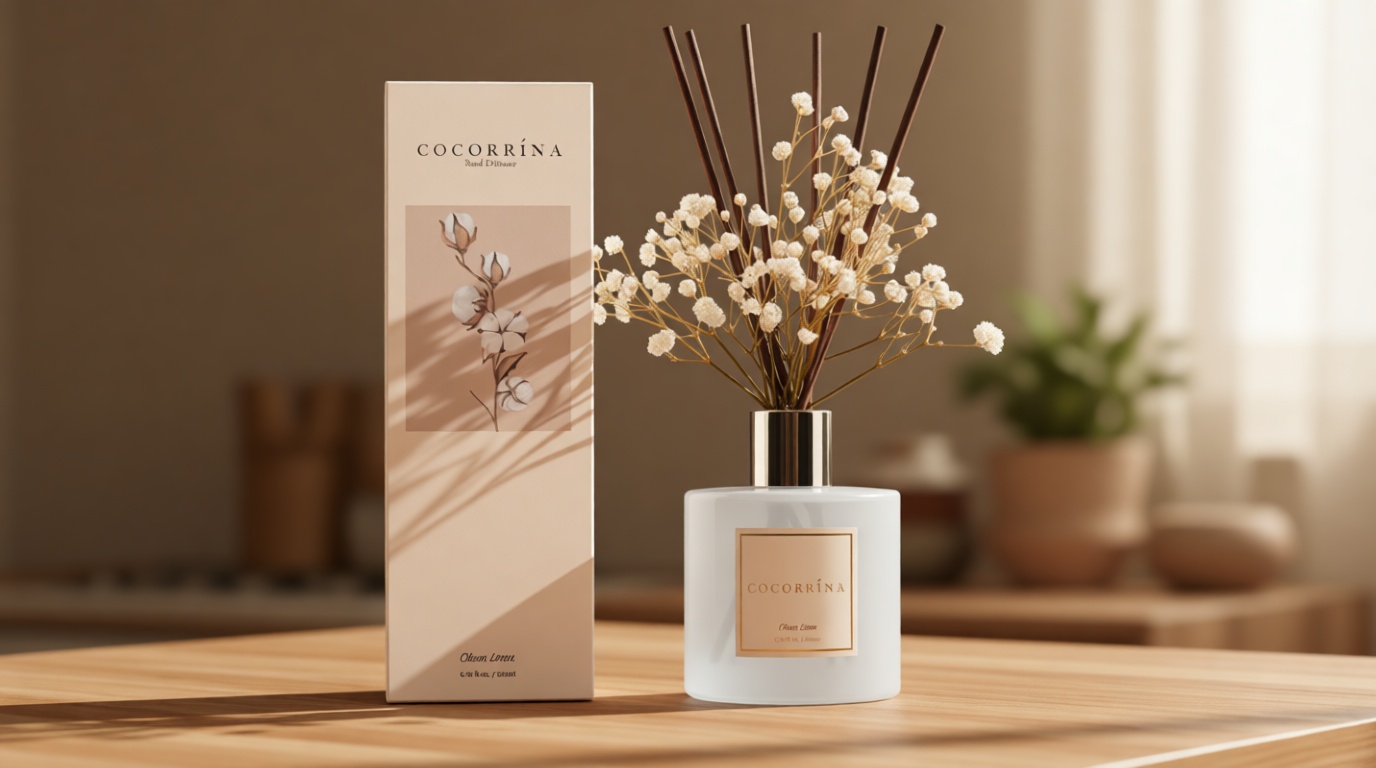 Cocorrína Reed Diffuser Set, Clean Linen 6.7 fl oz Scented Diffuser with Sticks Home Fragrance Reed Diffuser for Bathroom Shelf Decor