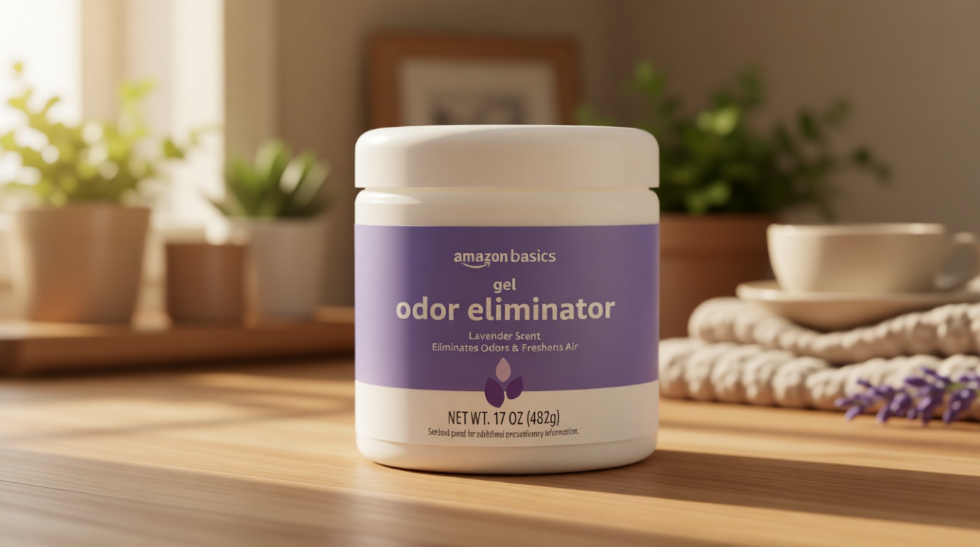 Amazon Basics Gel Odor Eliminator, Activated Charcoal, Lavender Scent, 17 Oz, 1-Pack