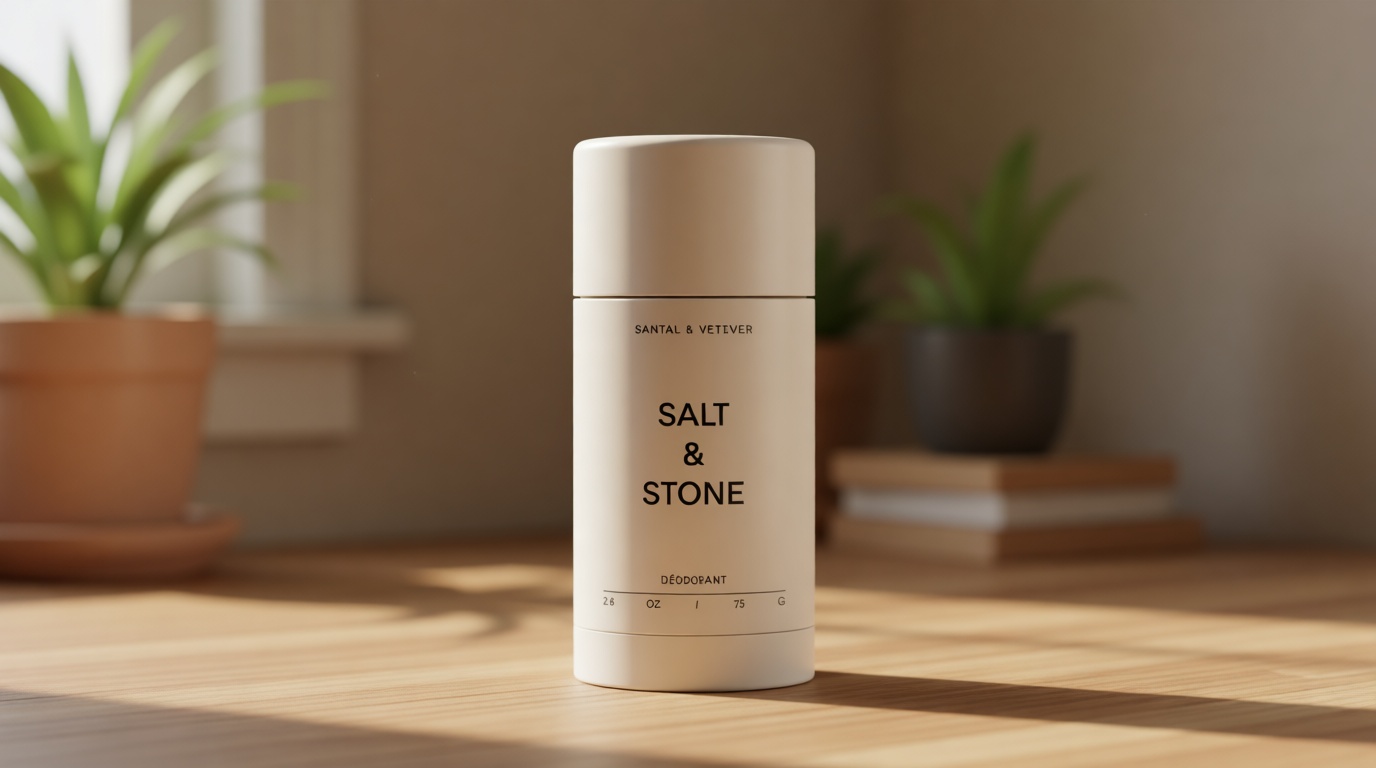 Salt & Stone Aluminum Free Deodorant | Extra Strength 48 Hour Protection for Women & Men | Made with Seaweed Extracts, Niacinamide & Prebiotics | Santal & Vetiver