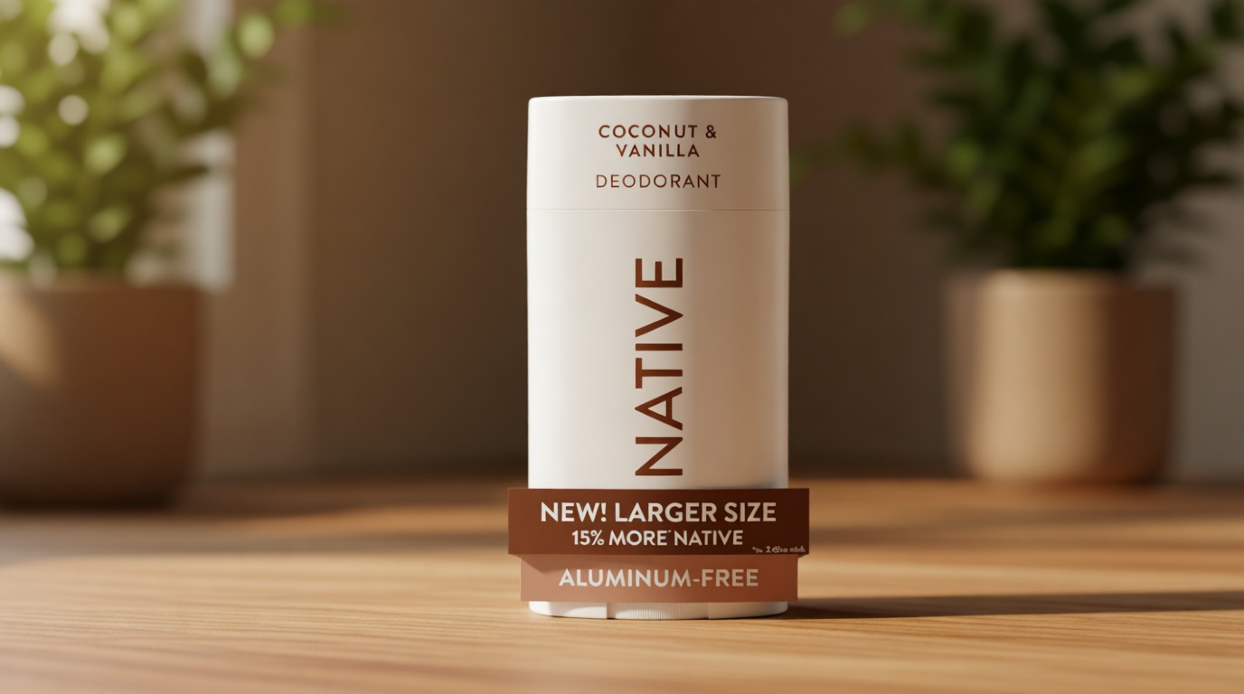 Native Aluminum Free Deodorant, Coconut & Vanilla, Large Size Stick, 72 Hour Odor Control, for Women & Men, Contains Naturally Derived Ingredients, 3.1 oz