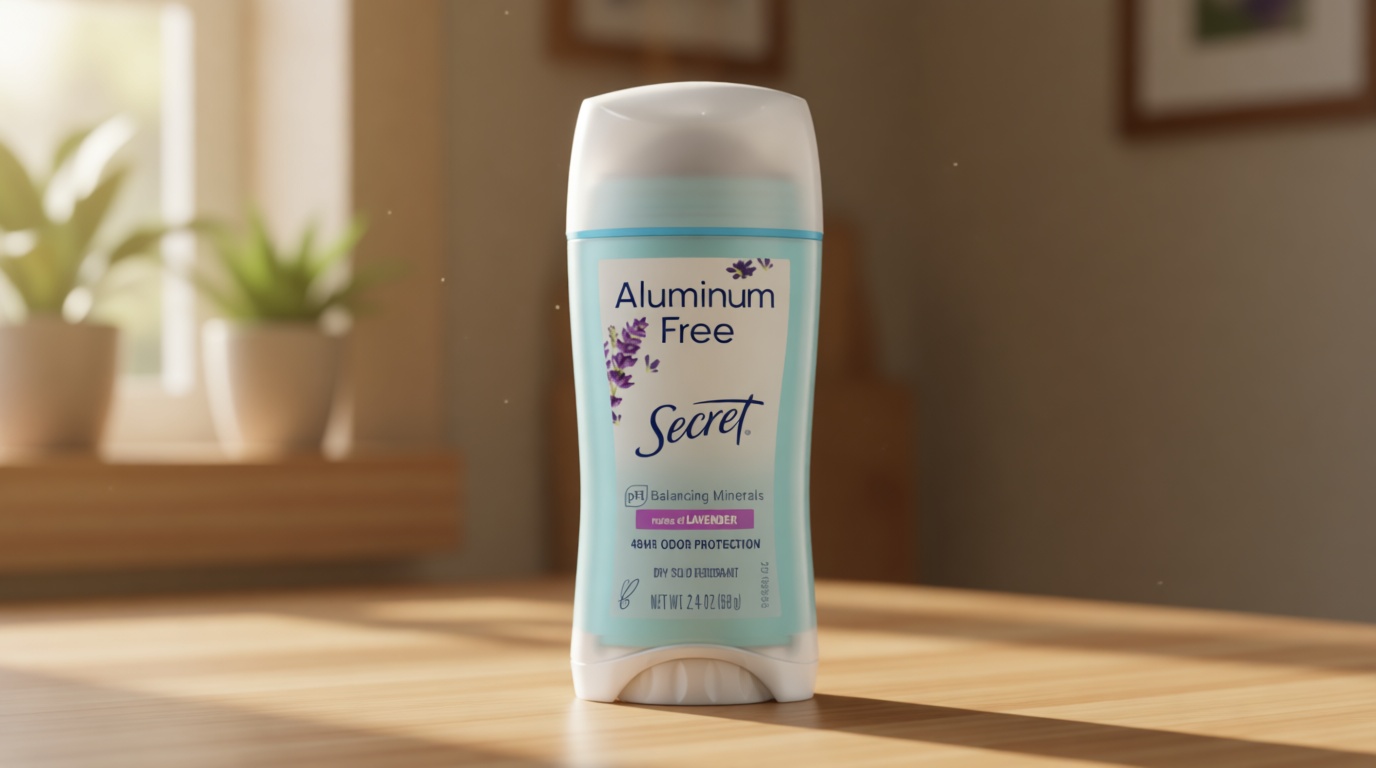Secret Aluminum Free Deodorant for Women, 48hr Odor Protection, Naturally Derived Ingredients, Free of Parabens Dyes Talc & Baking Soda, PH Balanced, Dry Solid, Lavender Scent, 2.4 oz