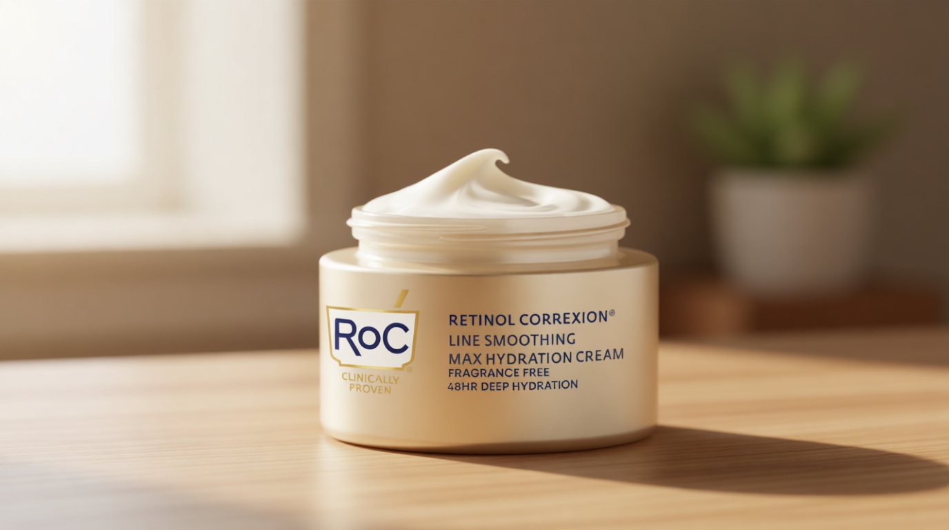 RoC Retinol Correxion Max Hydration Anti-Aging Daily Face Moisturizer with Hyaluronic Acid, Fragrance-Free, Oil Free Skin Care, 1.7 Ounces (Packaging May Vary)