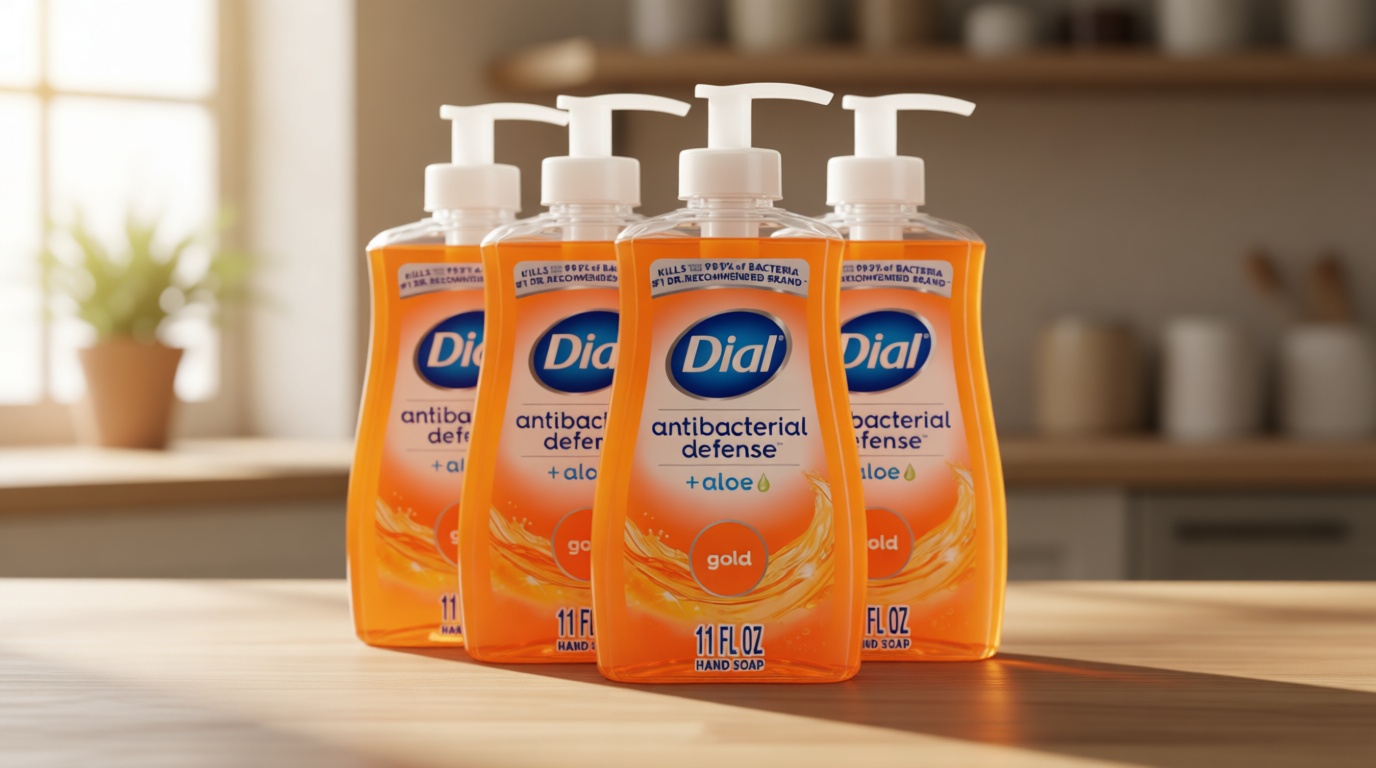 Dial Antibacterial Defense Liquid Hand Soap + Aloe, Gold Scent, 11 Fl Oz (Pack of 4), Dermatologist-Tested Hand Wash, Gentle Formula GreenCircle Certified: Certified Environmental Facts Label