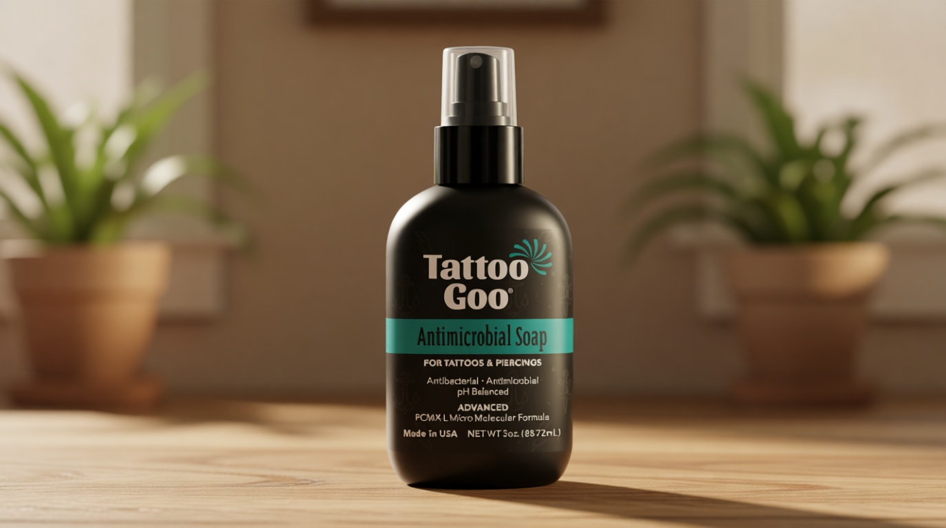 Tattoo Goo Cleansing Soap, 3 oz, For Piercing & Tattoo Aftercare, Hydrates and Cleans Dirt, pH Balanced Soap, Leaves No Residue, No Fragrance, Alcohol, Laonin or Petroleum Jelly