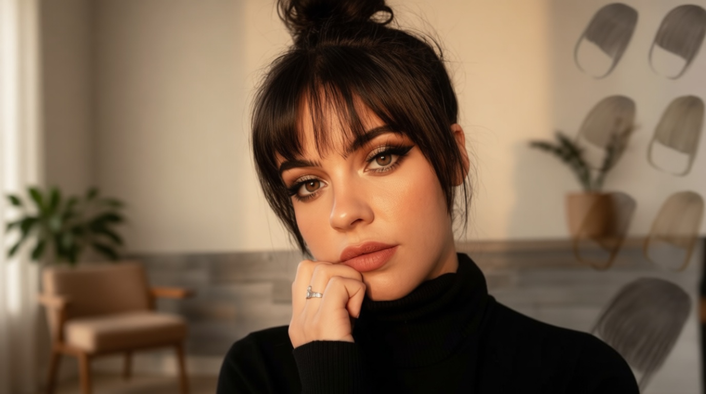 100% Human Hair Clip in Bangs,Women Air Thinning Curtain Flat Natural Black Bangs, Natural Curved Wispy Bangs,Real Human Hair Faux fake Bangs(Wispy Bangs,Natural Black)