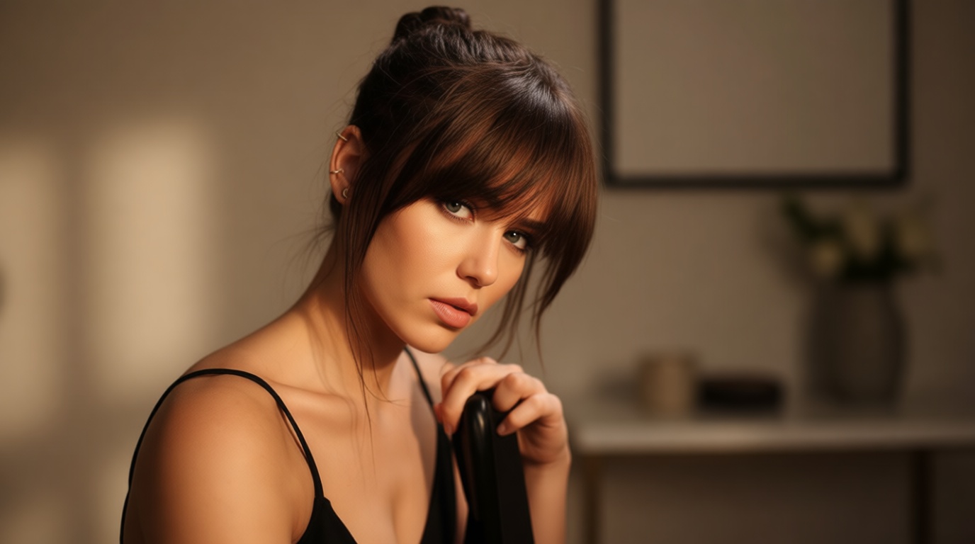 ORIGEN Clip in Bangs Real Human Hair Clip on Wispy Bangs Fringe with Temples Hairpieces Fake Front Bangs Extensions for Women Dark Brown Color