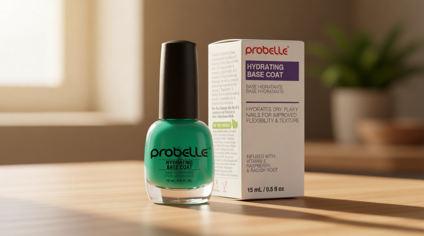 Probelle Hydrating Base Coat for Dry and Brittle Nails, Instant Moisturizer, Nourishes and Soothes Nails with a Healthy Glow, Extends Polish Life, Ideal for Dehydrated, Rough, Breaking Nails