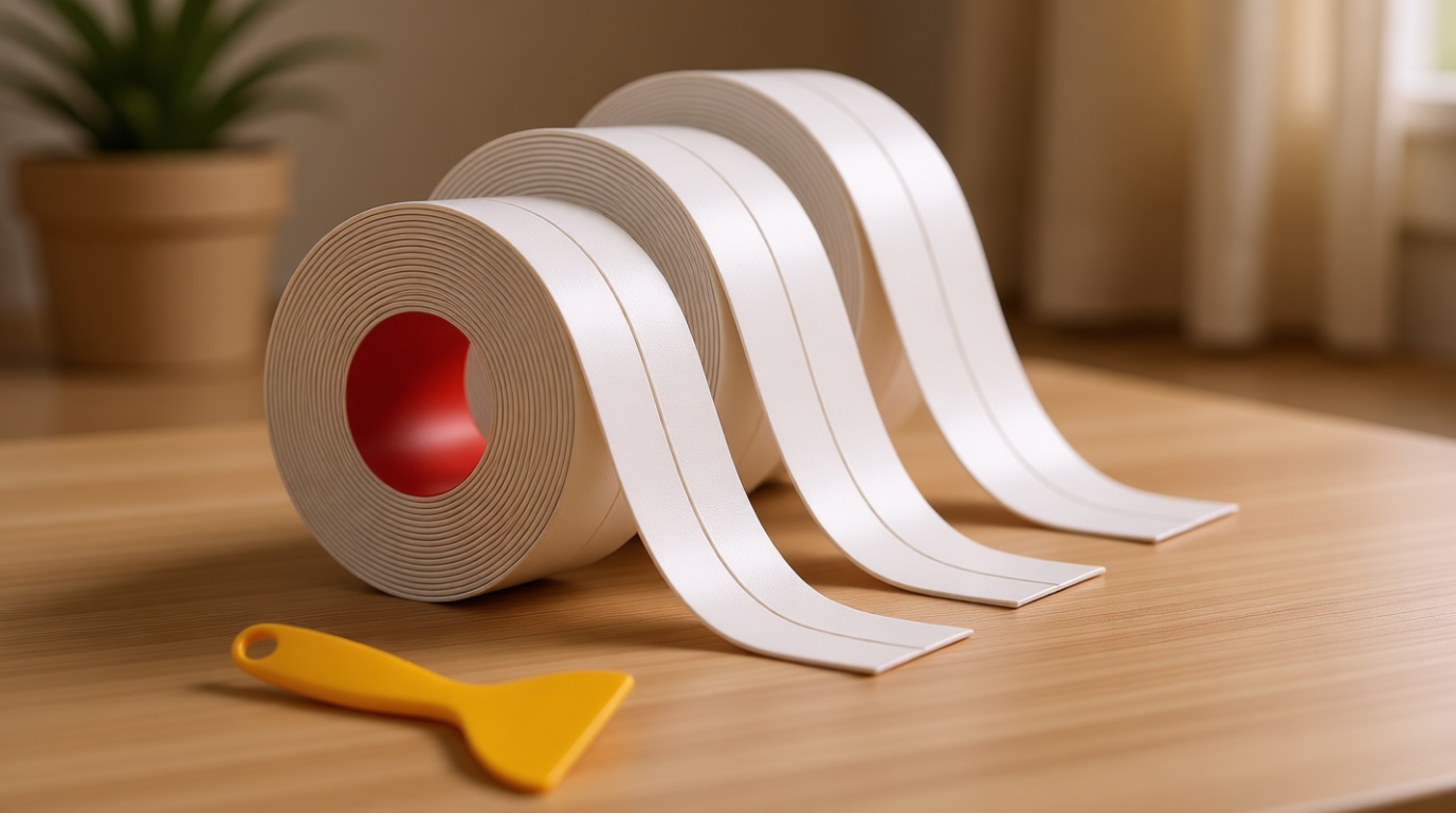 Fixmend Caulk Tape, 3 Roll Self Adhesive Caulk Strip Waterproof, Caulking Sealant Tape for Kitchen, Countertop, Bathroom, Sink, Shower, Bathtub, Toilet Edge Protector with Sealing Tool (1.5" x 10.5Ft)