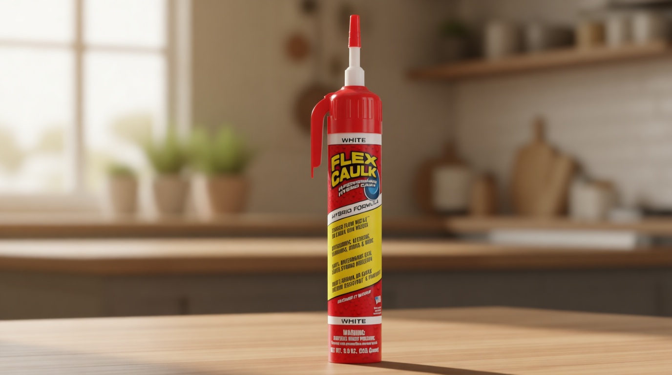 Flex Caulk, Waterproof & Weatherproof Hybrid Polymer Sealant, Strong, Paintable, Indoor, Outdoor, Bath, Shower, Sink, Window, Baseboards, Door, RV, Roof, Wood, Auto & Marine, White, 9 oz, 1-Pack