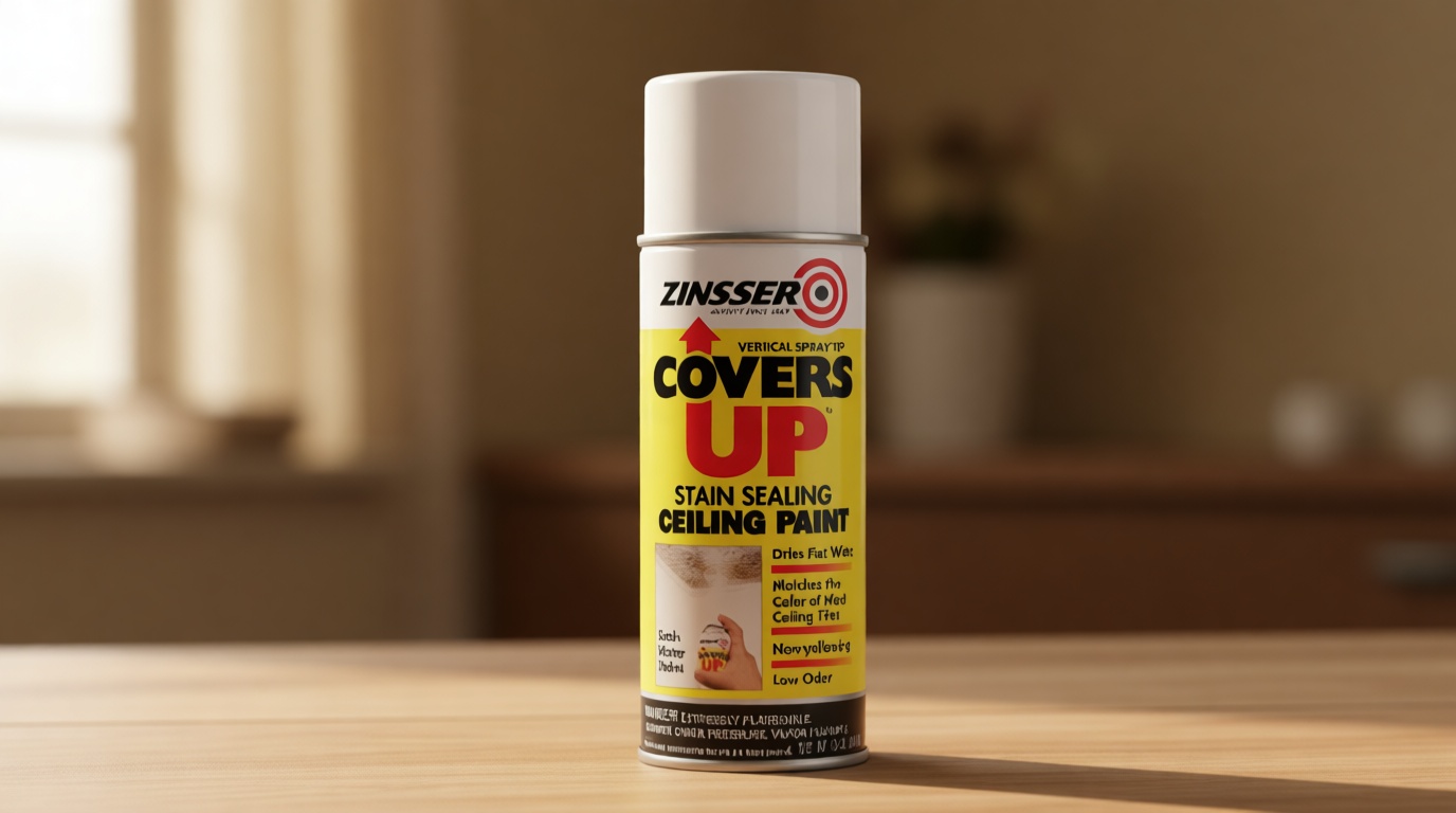 Zinnser 03688 Covers Up Stain Sealing Ceiling Paint, White