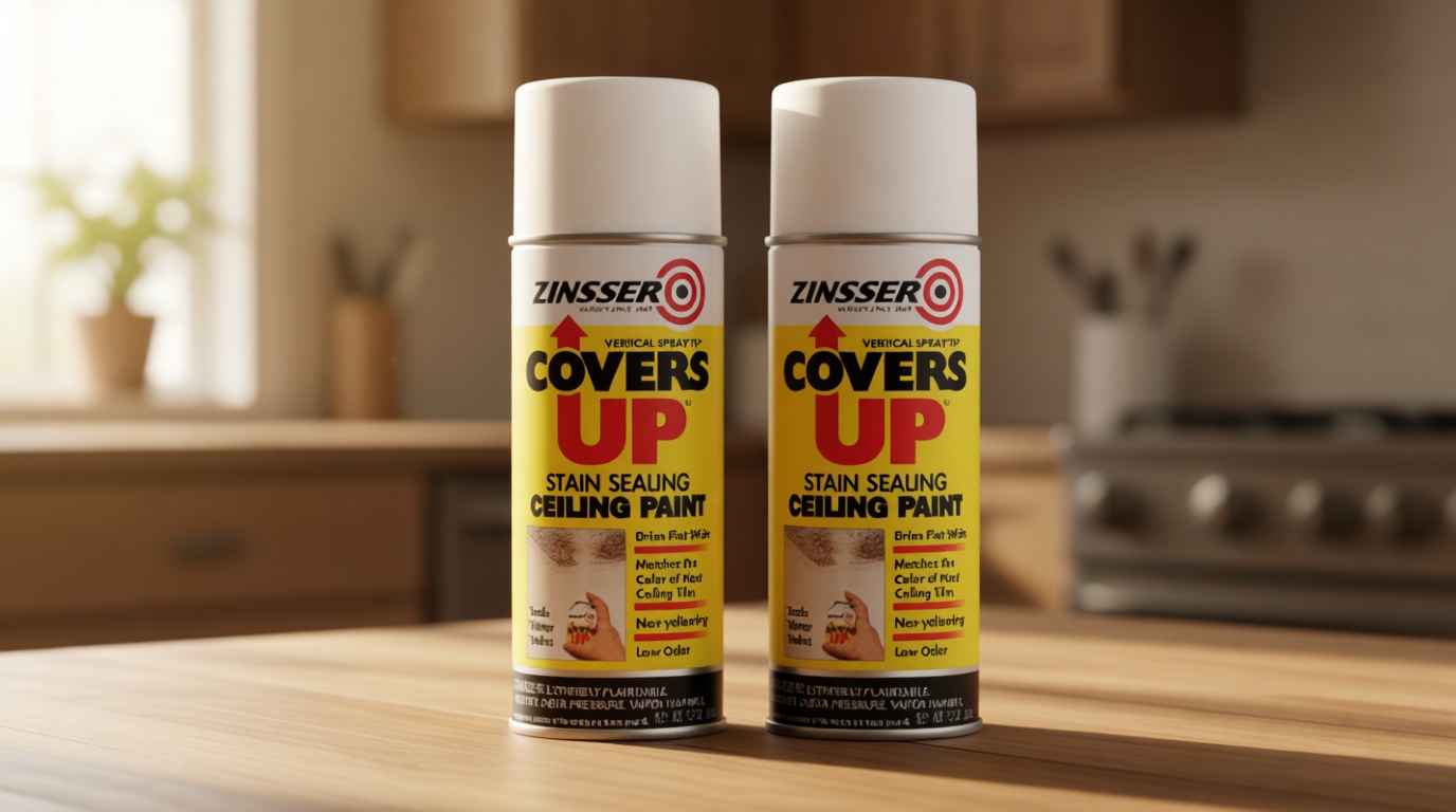 Zinnser 03688 Covers Up Stain Sealing Ceiling Paint, White (Тwo Рack)
