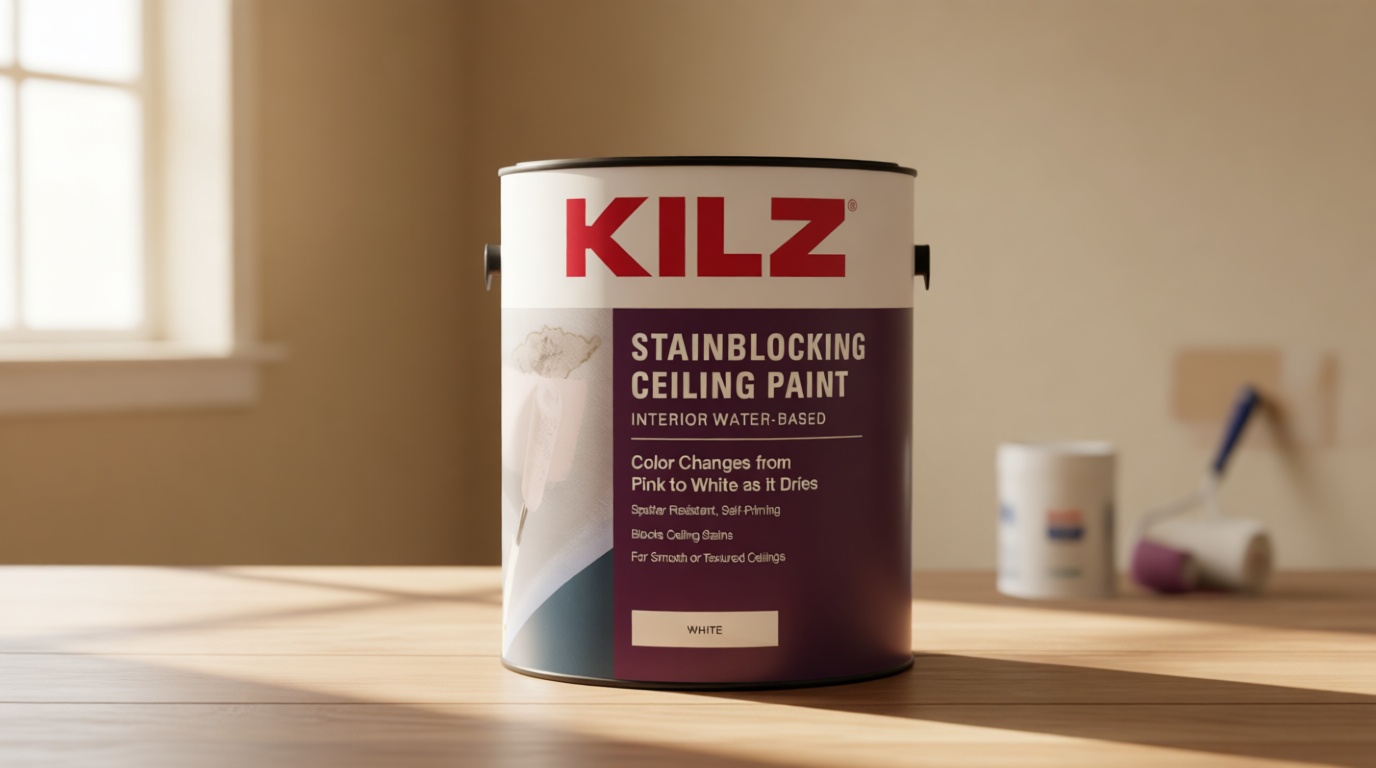 KILZ Stainblocking Ceiling Paint, Interior, White, 1 Gallon