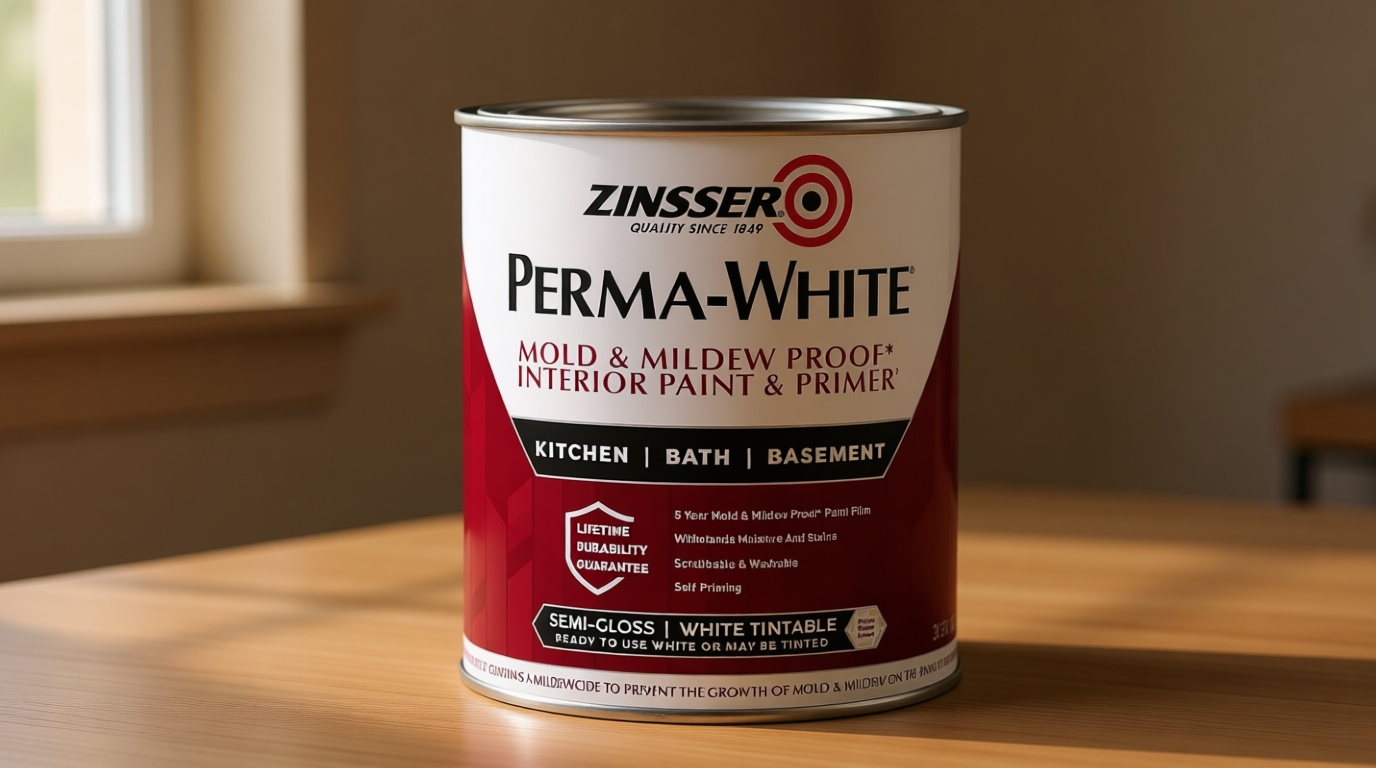 Zinsser 02754 PERMA-WHITE Mold and Mildew Proof Interior Paint, Quart, Semi-Gloss White
