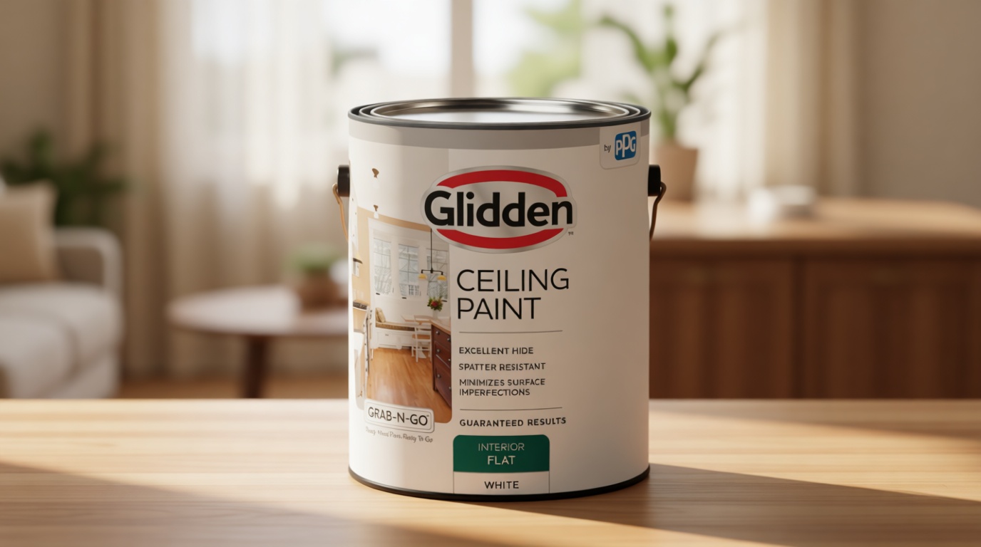 Glidden Interior Latex Ceiling Paint, White, Flat,1 gal