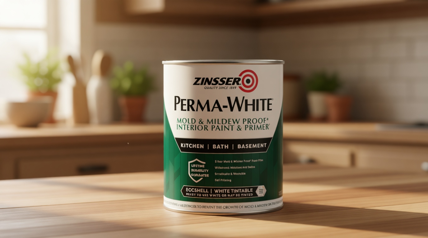 Zinsser 02774 PERMA-WHITE Mold & Mildew Proof Interior Paint, Quart, Eggshell White