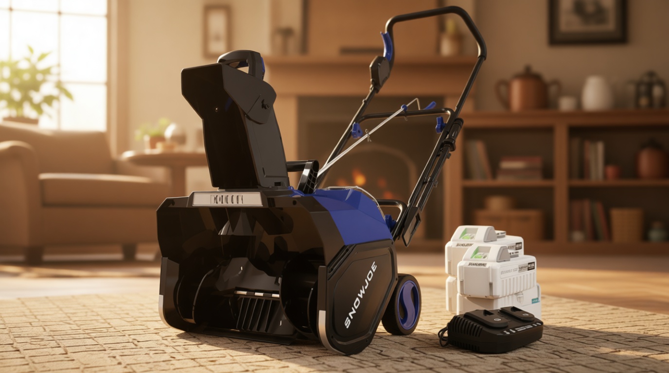 Snow Joe IONMAX 48V 18 Inch Cordless Electric Snow Blower Machine - Battery-Powered Single-Stage Thrower with LED Light and Wheels for Driveway Clearing, 24V-X2-SB18-GO