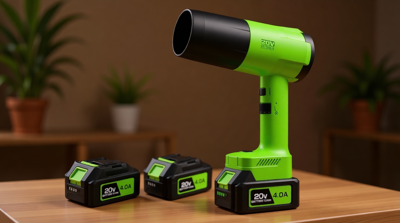 Leaf Blower Cordless, Handheld Leaf Blower with 2 X 4.0Ah Battery and Charger, Snow Blower with 6 Speed Modes, Lightweight Blowers for Lawn Care, Patio, Yard, Blowing Snow, Leaves, Dust Global Recycled Standard