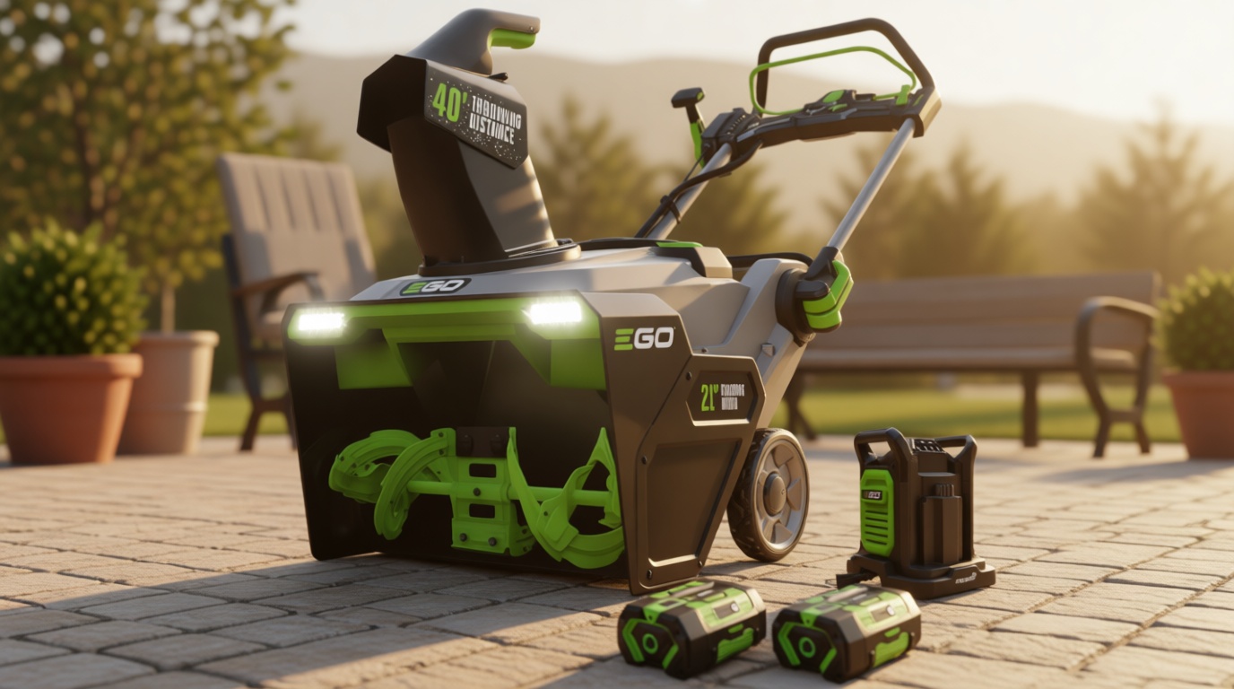 EGO POWER+ 21" Electric Snow Blower, Cordless Steel Auger, Includes (2) 56V 7.5Ah Batteries and Dual Port Charger - SNT2114