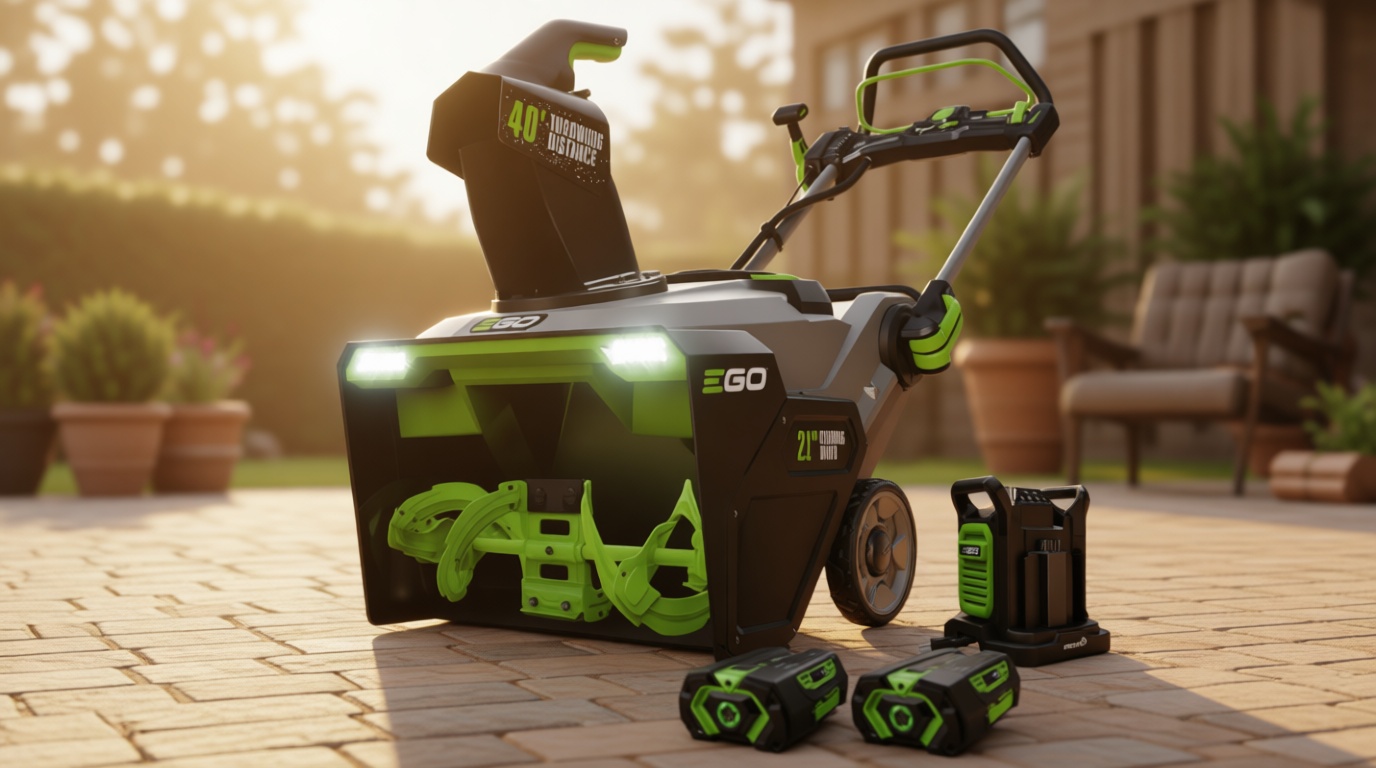 EGO POWER+ 21" Electric Snow Blower, Cordless Steel Auger, Includes (2) 56V 5.0Ah Batteries and Dual Port Charger - SNT2112