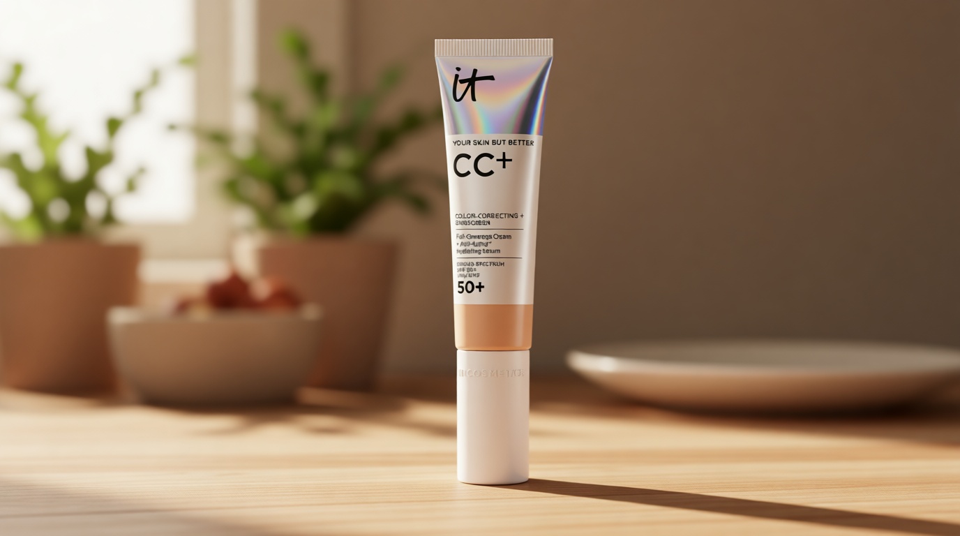 IT Cosmetics CC+ Cream - Natural Full Coverage Foundation With SPF 50+, Color Corrector & Anti-Aging Hydrating Serum, Hyaluronic Acid + Peptides, Lightweight Up To 24H Wear, All Skin Types