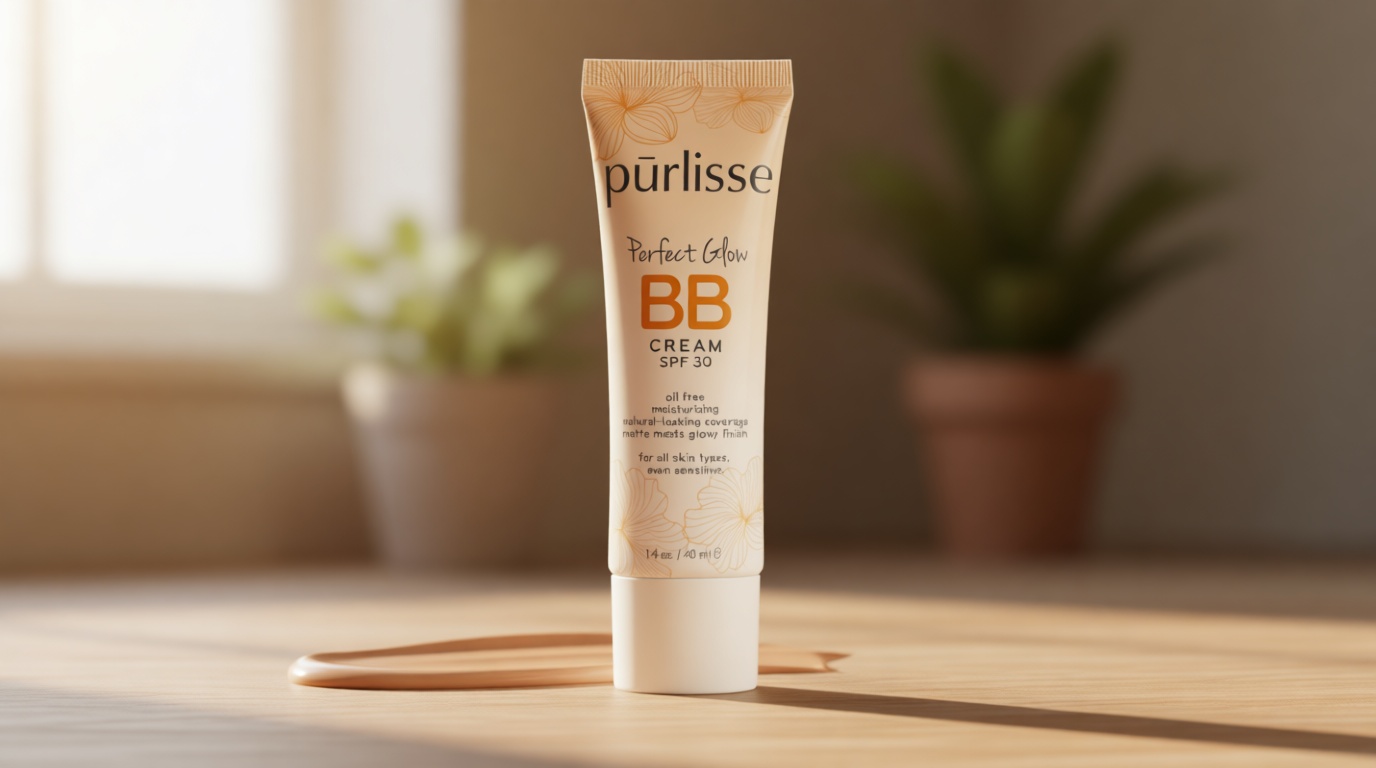 pūrlisse Perfect Glow BB Cream with SPF 30 - Matte Meets Dewy Finish - Enriched with Goji & Hawthorn Berry to Help Improve Skin Texture & Radiance - Medium (1.4 oz)