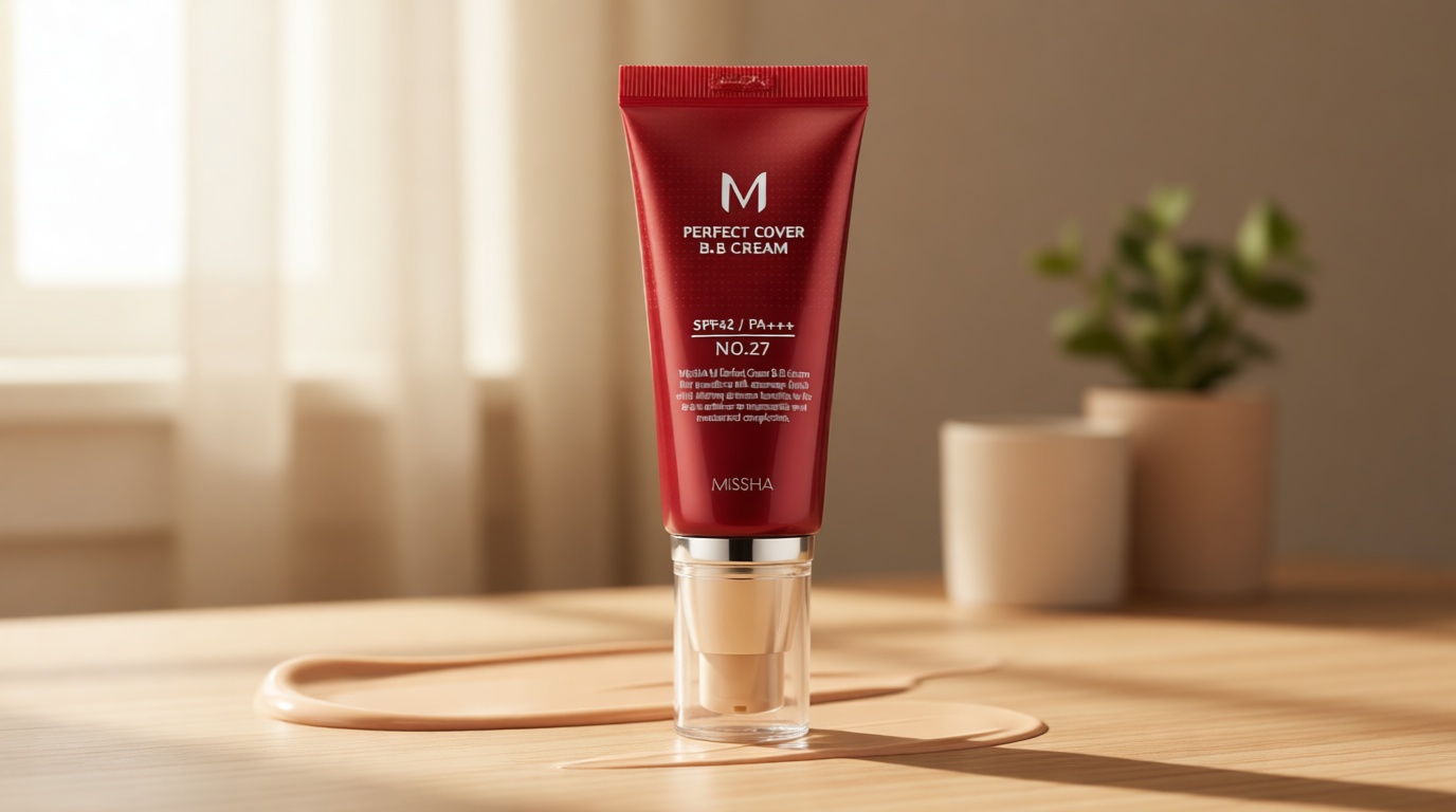 MISSHA M Perfect Cover BB Cream No.27 Honey Beige - Medium with Neutral/Warm Undertone SPF 42 PA +++ 1.69 Fl Oz - Tinted Moisturizer for face with SPF