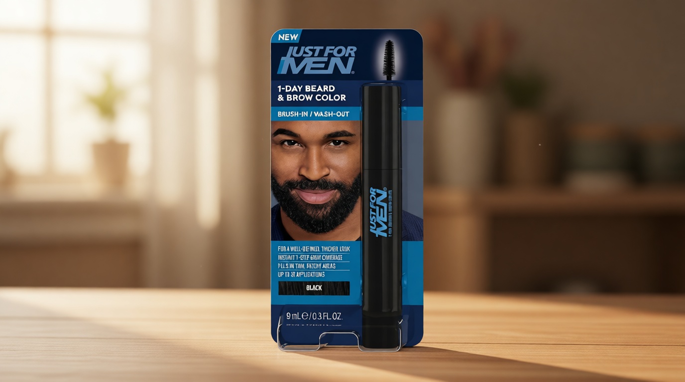 Just for Men 1-Day Beard & Brow Color, Temporary Color for Beard and Eyebrows, For a Fuller, Well-Defined Look, Up to 30 Applications, Black