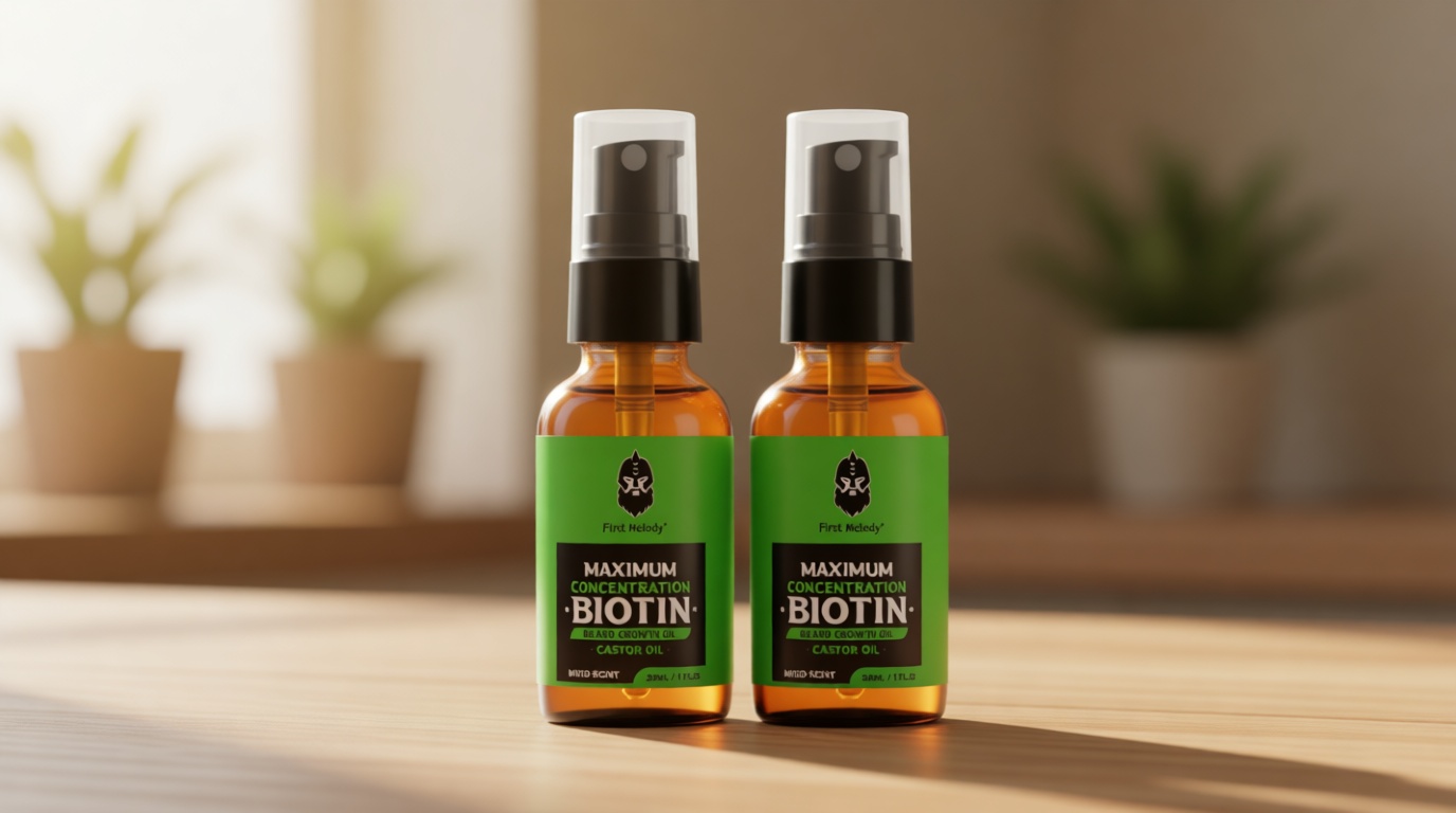 First Melody Beard Oil,Maximun Thickening Biotin, with Castor Oil and Argan & Jojoba Oils, Promotes Beard Growth, Styles, Strengthens & Softens Beards & Mustaches,1 Ounce*2（2 Pack）