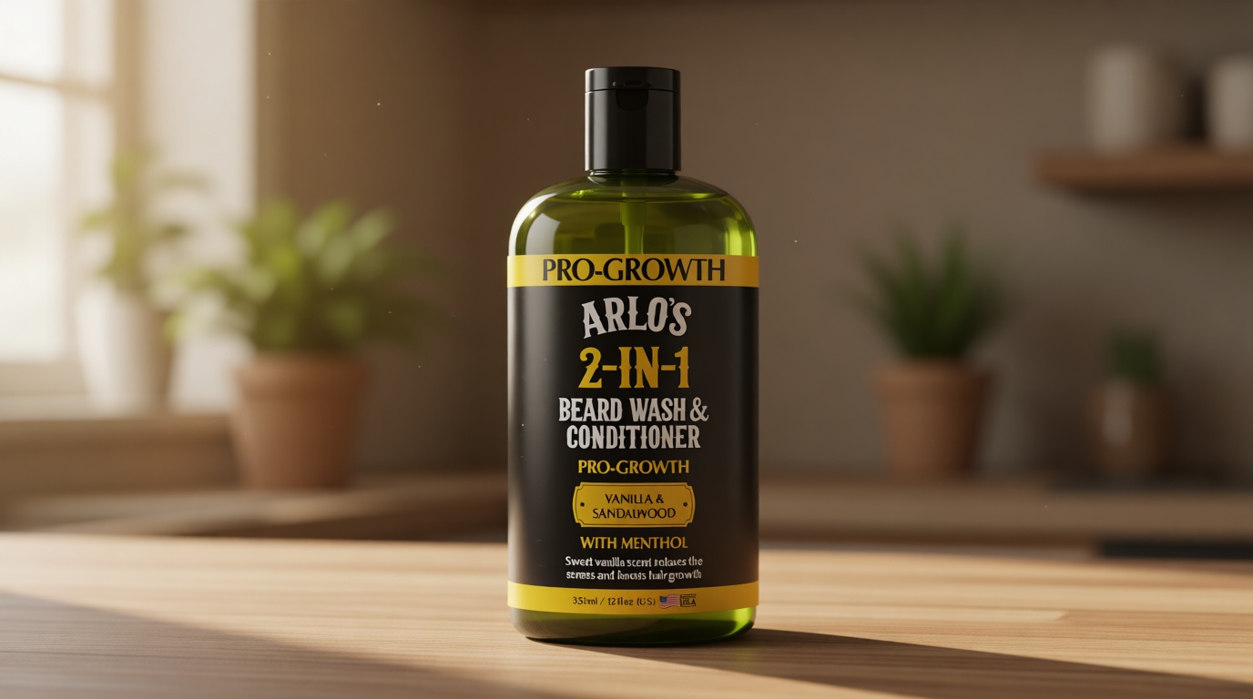 Arlo's Pro-Growth 2-in-1 Beard Wash and Conditioner - Vanilla Sandalwood with Menthol 12 oz