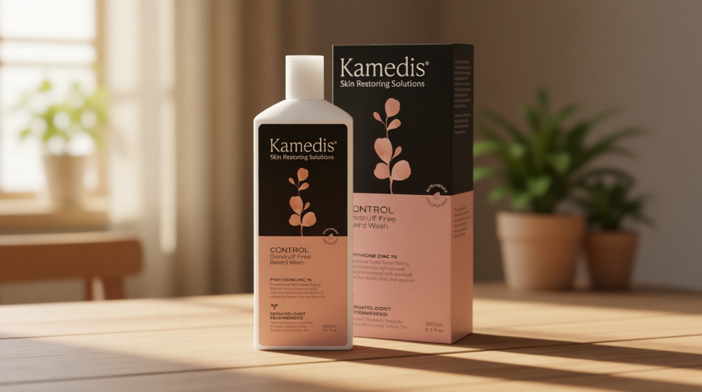 KAMEDIS Beard Wash - 6.7 Oz, Dandruff & Flake Free Ultimate Men's Shampoo, Contains Pyrithione Zinc & Salicylic Acid, Alleviates Itching & Irritation