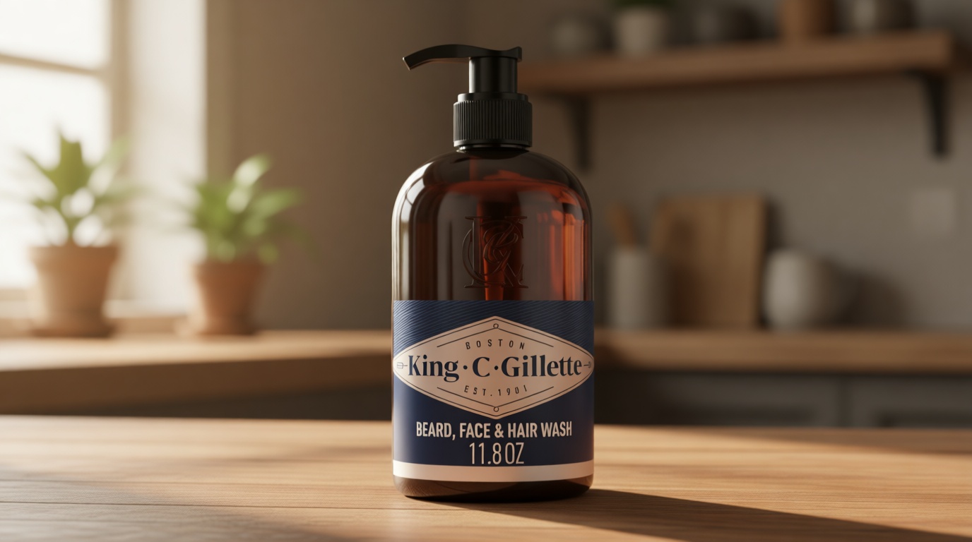 King C. Gillette Beard Wash, Mens Face Wash, 11 oz, Infused with Argan Oil and Avocado Oil to Cleanse Hair and Skin