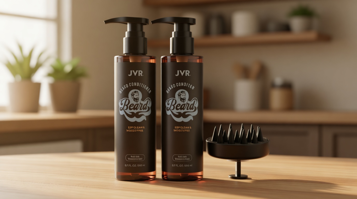 JVR Beard Wash and Beard Conditioner for Men, Beard Shampoo Cleanse and Reduces Frizz, Soften & Strengthens, Organic with Coconut, Aloe, Provides Shine for Dry & Coarse Beards, Beard Care (6.7oz)