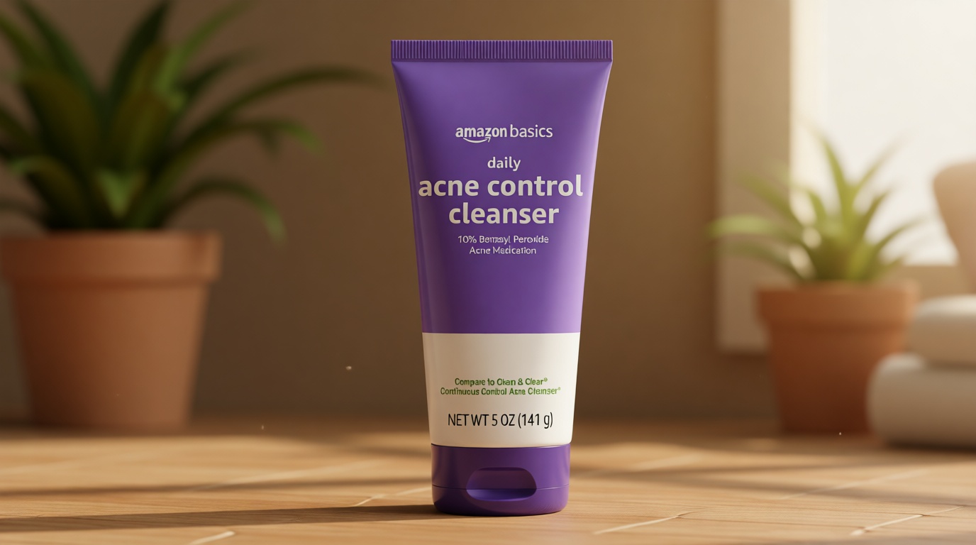 Amazon Basics Acne Treatment Face Wash - Daily Control Cleanser, Maximum Strength 10% Benzoyl Peroxide for Stubborn Breakouts, 5 Ounce