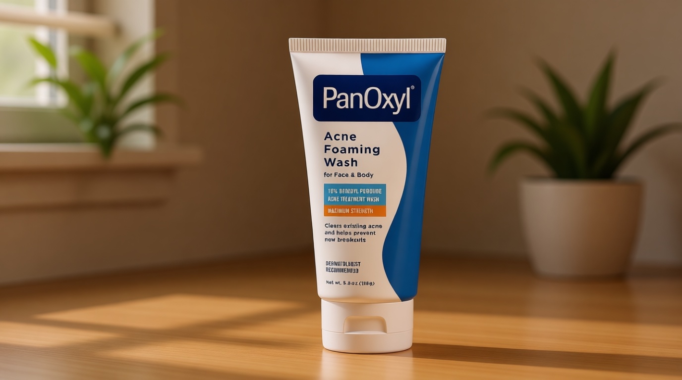 PanOxyl 10% Benzoyl Peroxide Acne Foaming Wash, Maximum Strength, Daily Acne-Fighting Face and Body Cleanser, Face Wash to Clear, Treat and Prevent Acne Pimples and Stubborn Breakouts, 5.5 Oz Tube