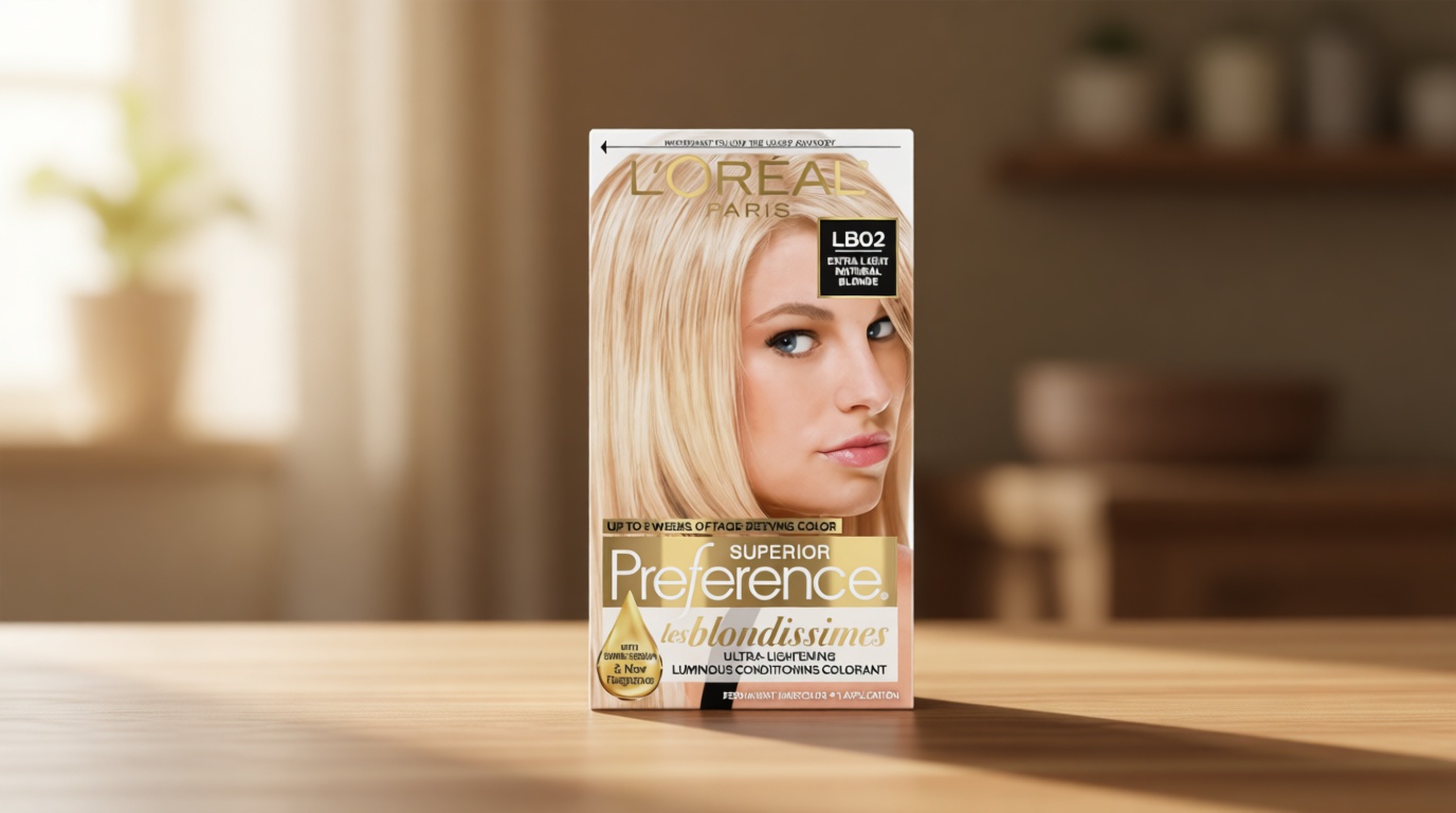 L'Oreal Paris Superior Preference Fade-Defying + Shine Permanent Hair Color, LB02 Extra Light Natural Blonde, Pack of 1, Hair Dye