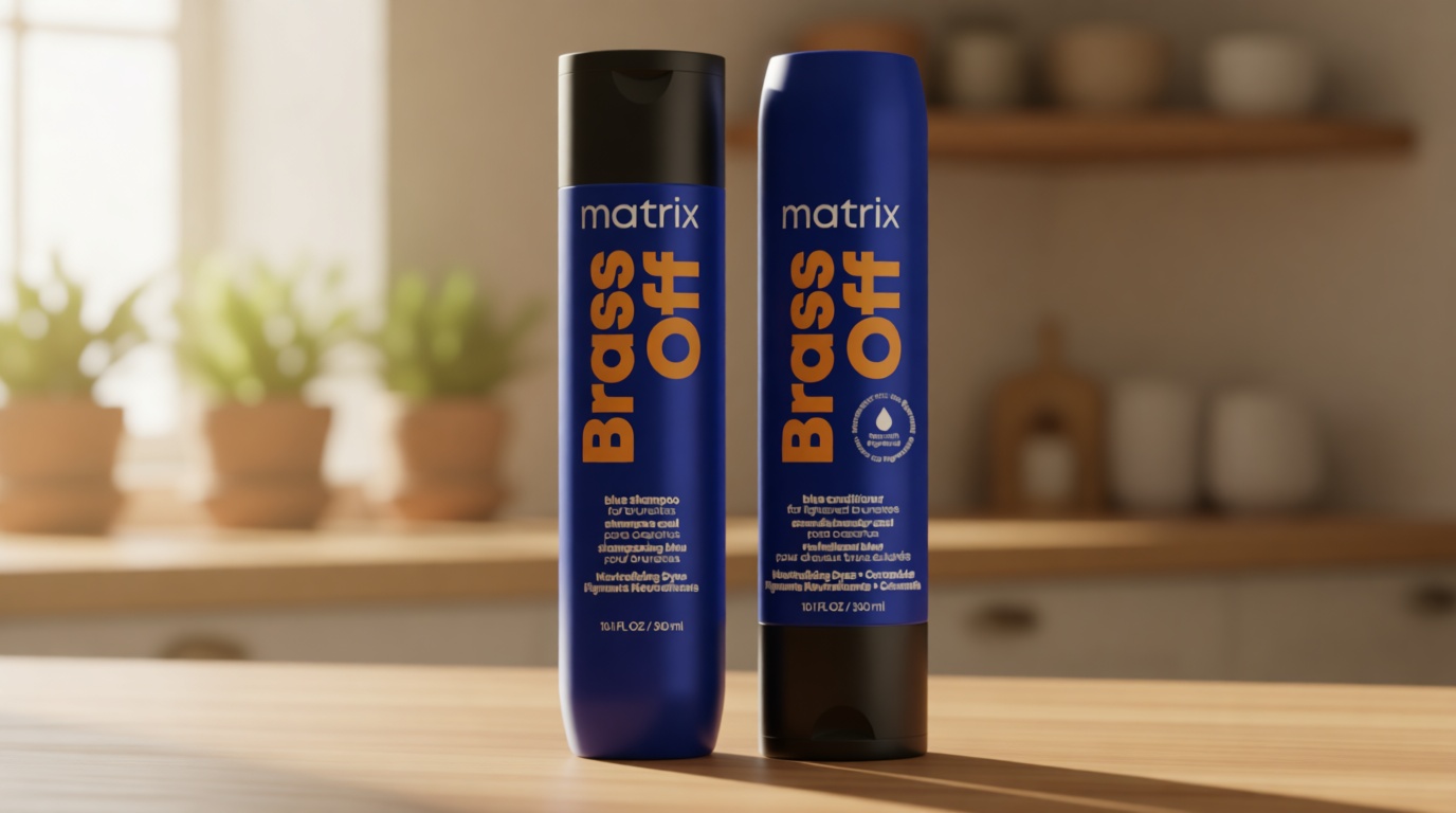 Matrix Brass Off Blue Shampoo and Pigmented Conditioner Set - Tones and Removes Brassy Orange Undertones, For Color-Treated Hair or Lightened Brunettes, Premium Salon Conditioner & Vegan, 10.1 Fl Oz