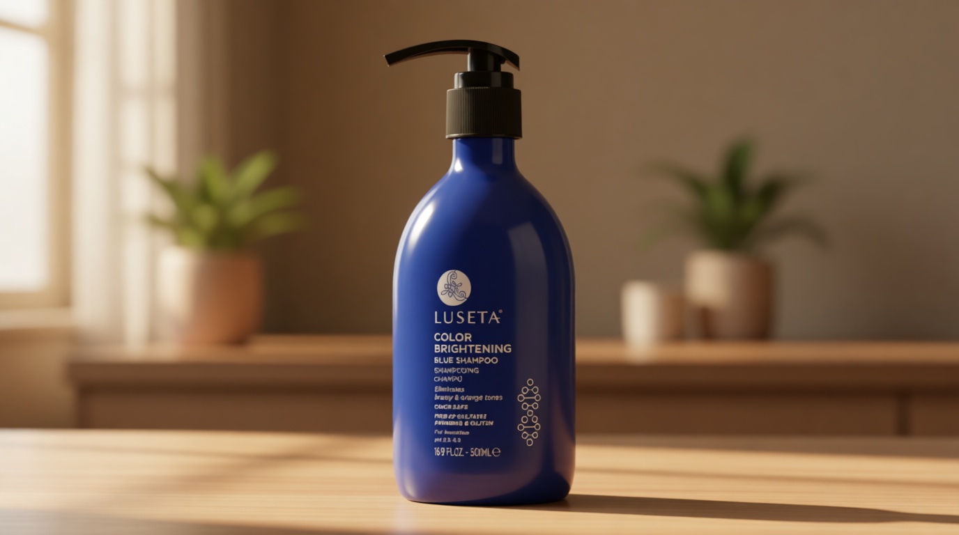 Luseta Color Brightening Blue Shampoo for Brunettes and Brassy Orange Tones, Hair Care Routine Shmapoo for Color Treated Hair, Sulfate Phosphate & Paraben Free 16.9oz