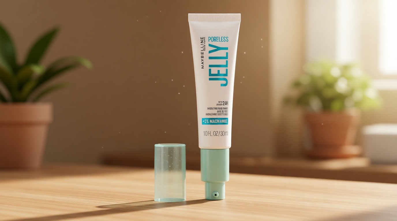Maybelline Poreless Jelly Primer, Hydrating, Blurring Makeup Primer with 2% Niacinamide For Up To 24HR Make Up Wear, Clear, 1 Count