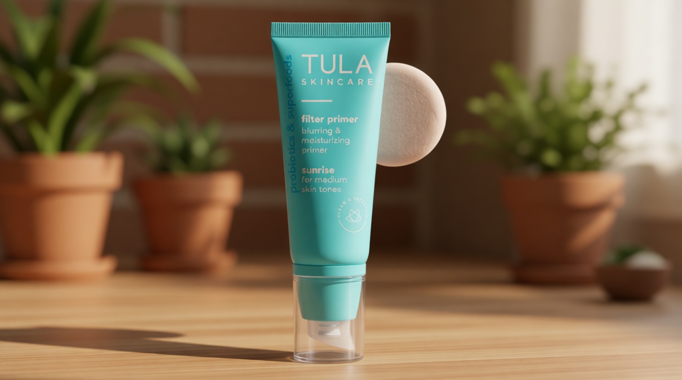 TULA Skin Care Face Filter Blurring and Moisturizing Primer - Evens the Appearance of Skin Tone & Redness, Hydrates & Improves Makeup Wear