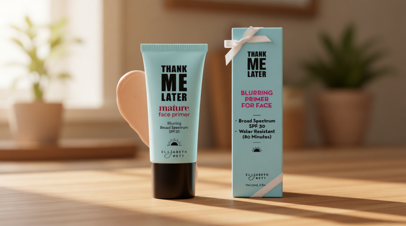 Elizabeth Mott Thank Me Later Blurring Face Primer SPF 30 – Lightweight, Hydrating Makeup Primer - Smooths Fine Lines & Wrinkles for a Soft-Focus Finish – Mineral-Based, Cruelty-Free Formula – 30g