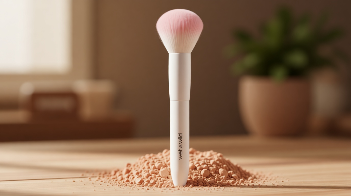 wet n wild Powder Brush, Ultra-Plush Synthetic Bristles for Flawless Application, Soft Touch, Ergonomic Handle for Comfortable Precision Control