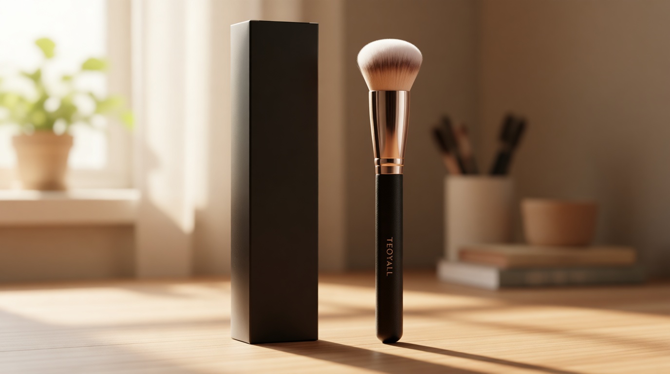 TEOYALL Domed Cheek Brush, Medium Precision Brush Head with Dense Synthetic Bristles for Contour Bronzer Blush with Loose Powder Cream
